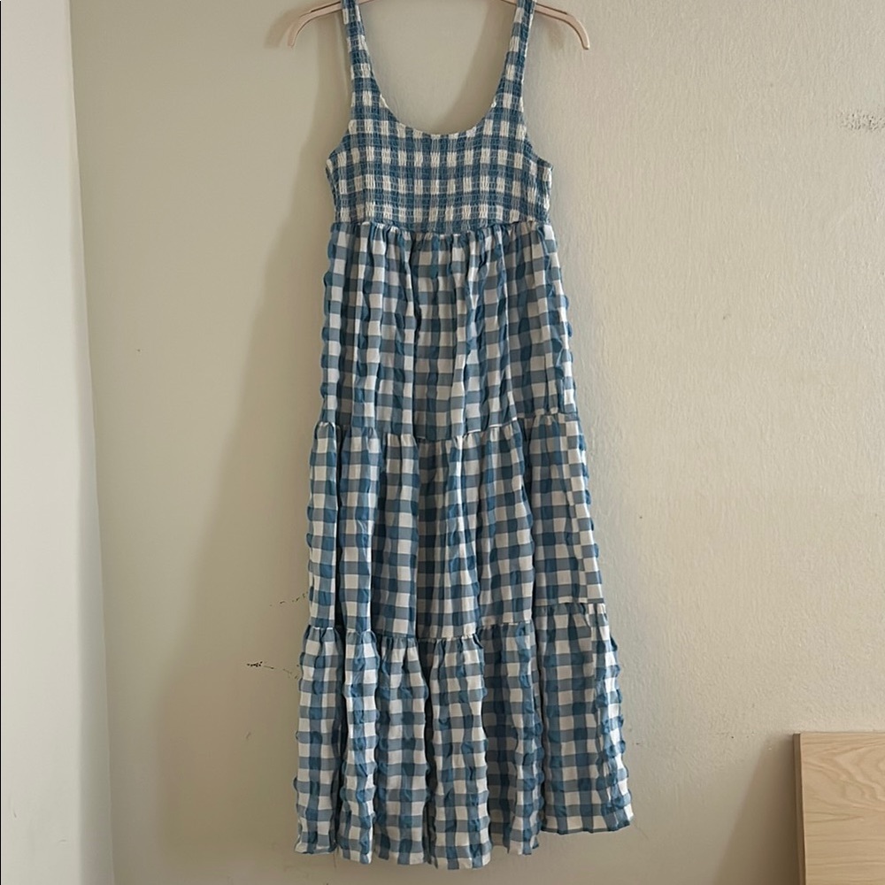 ASOS Maternity Blue and White Gingham Maxi Dress